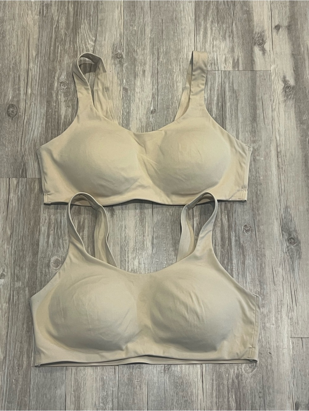 2 Beige Huug sports bras- size L
